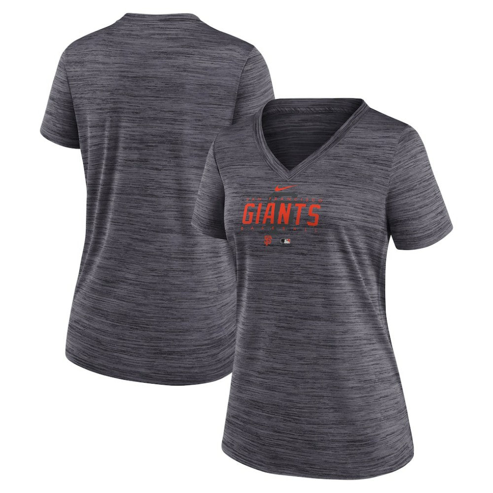 San Francisco Giants Nike Women's Authentic Collection Velocity Practice Performance V-Neck T-Shirt - Black T-shirts