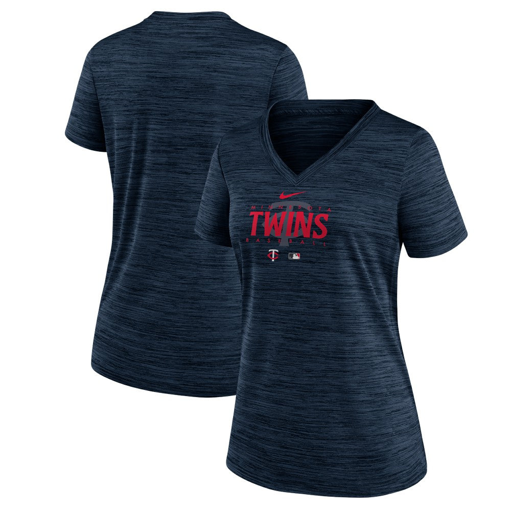 Minnesota Twins Nike Women's Authentic Collection Velocity Practice Performance V-Neck T-Shirt - Navy T-shirts