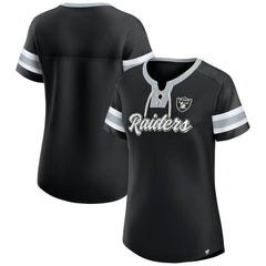 Las Vegas Raiders Women's Plus Size Original State Lace-Up T-Shirt - Black T-shirts