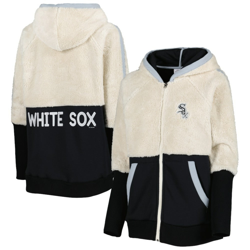 Chicago White Sox G-III 4Her by Carl Banks Women's Shuffle It Raglan Full-Zip Hoodie - Oatmeal/Black Hoodies
