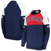 Cleveland Guardians Starter Women's Baseline Raglan Pullover Sweatshirt - Navy/Red Pullover