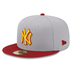 New York Yankees New Era World Series Champions Navy Undervisor 59FIFTY Fitted Hat - Gray/Red Hats