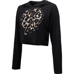New York Yankees Majestic Threads Women's Leopard Cropped Hoodie - Black Hoodies