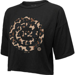 Chicago Cubs Majestic Threads Women's Leopard Cropped T-Shirt - Black T-shirts