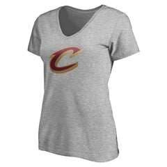 Cleveland Cavaliers Women's Primary Team Logo V-Neck T-Shirt Heathered Gray outlet