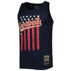St. Louis Cardinals Mitchell & Ness Cooperstown Collection Stars and Stripes Tank Top - Navy Tanks