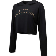 Los Angeles Chargers Majestic Threads Women's Leopard Cropped Pullover Hoodie - Black Hoodies
