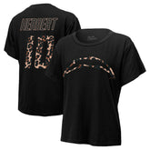 Justin Herbert Los Angeles Chargers Majestic Threads Women's Leopard Player Name & Number T-Shirt - Black T-shirts