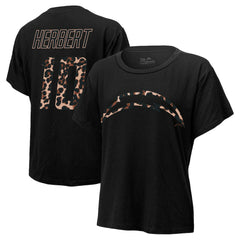 Justin Herbert Los Angeles Chargers Majestic Threads Women's Leopard Player Name & Number T-Shirt - Black T-shirts