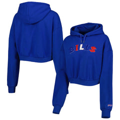 Buffalo Bills The Wild Collective Women's Cropped Pullover Hoodie - Royal Hoodies