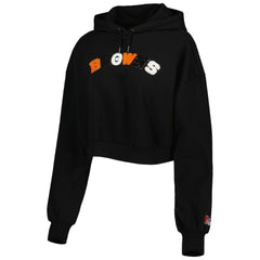 Cleveland Browns The Wild Collective Women's Cropped Pullover Hoodie - Black Hoodies