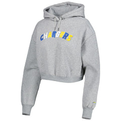 Los Angeles Chargers The Wild Collective Women's Cropped Pullover Hoodie - Gray Hoodies