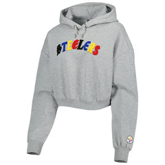 Pittsburgh Steelers The Wild Collective Women's Cropped Pullover Hoodie - Gray Hoodies