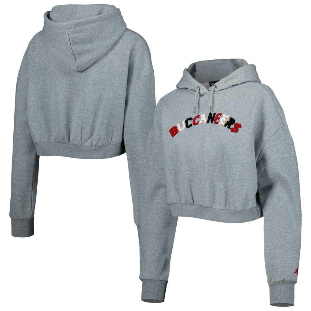 Tampa Bay Buccaneers The Wild Collective Women's Cropped Pullover Hoodie - Gray Hoodies