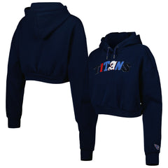 Tennessee Titans The Wild Collective Women's Cropped Pullover Hoodie - Navy Hoodies