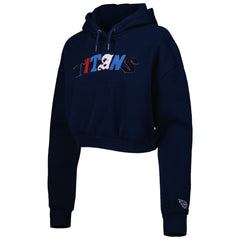 Tennessee Titans The Wild Collective Women's Cropped Pullover Hoodie - Navy Hoodies