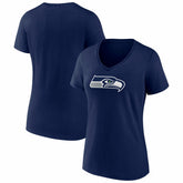 Seattle Seahawks Women's Icon Primary Logo V-Neck T-Shirt - College Navy T-shirts