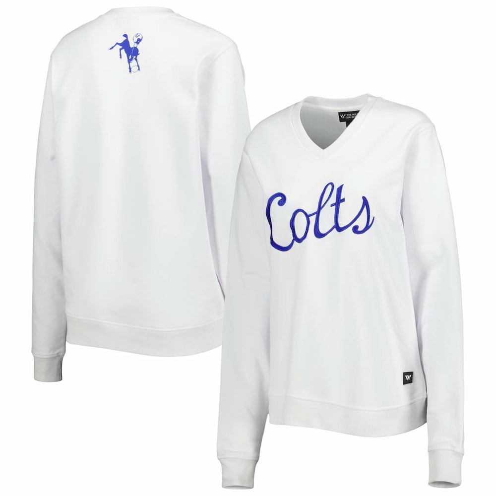 Indianapolis Colts The Wild Collective Women's Cheer V-Neck Fleece Pullover Sweatshirt - White Pullover