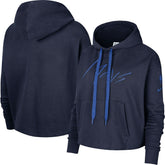 Dallas Mavericks Women's Split Flip Courtside Cropped Pullover Hoodie Navy - Nike