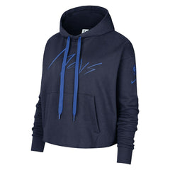 Dallas Mavericks Women's Split Flip Courtside Cropped Pullover Hoodie Navy - Nike