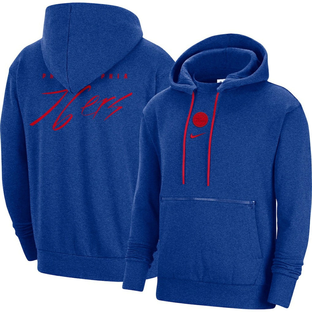Philadelphia 76ers Courtside Versus Flight Pullover Hoodie Heather Royal - Nike