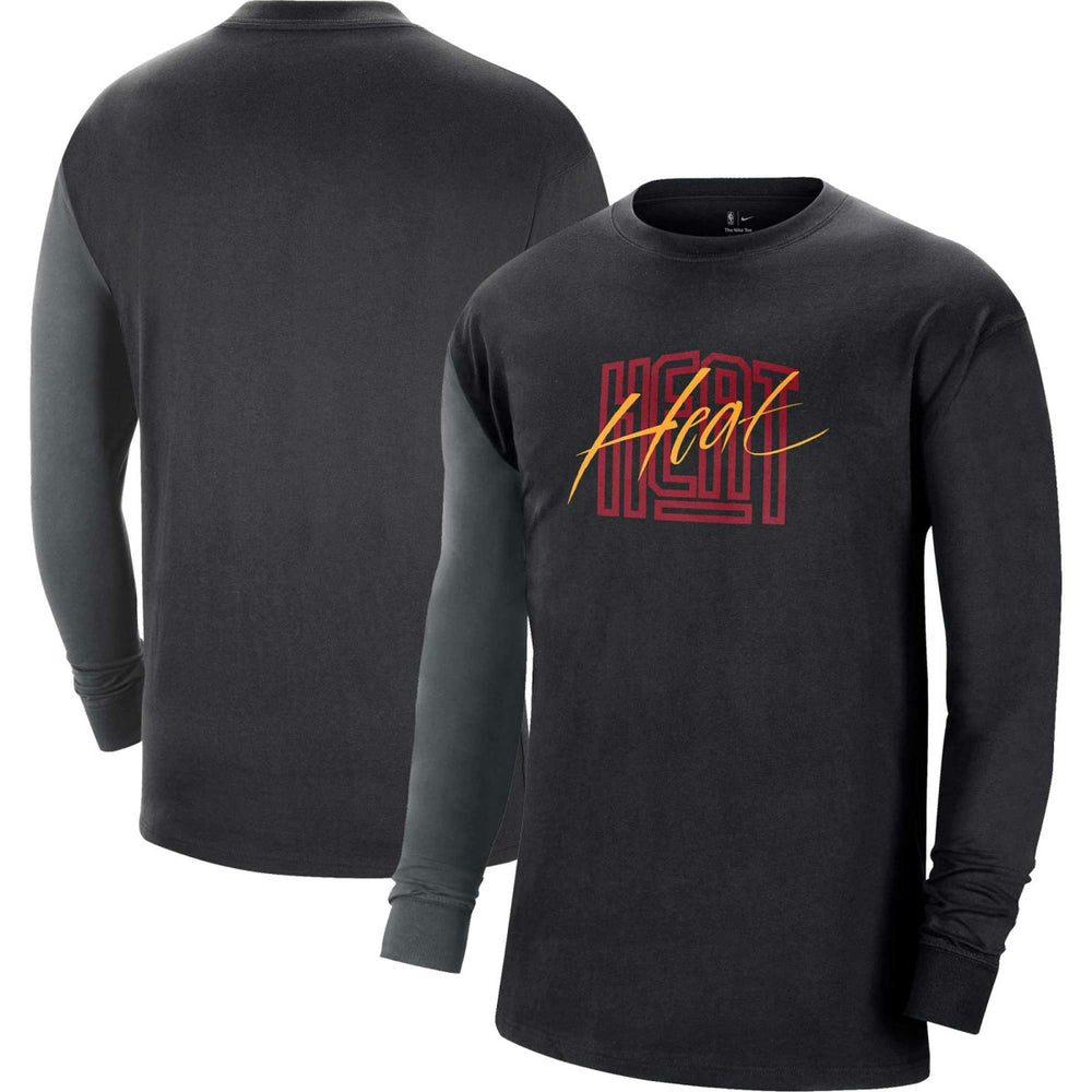 Miami Heat Courtside Versus Flight MAX90 Long Sleeve T-Shirt Black - Nike