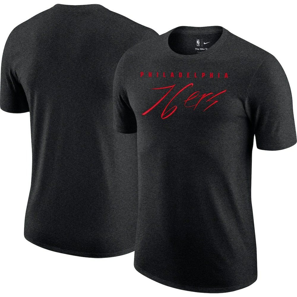 Philadelphia 76ers Courtside Versus Flight Max90 T-Shirt Heather Black - Nike