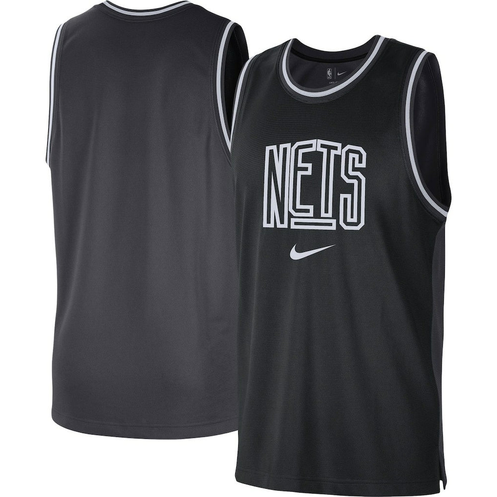Brooklyn Nets Courtside Versus Force Split DNA Performance Mesh Tank Top Black/Anthracite - Nike