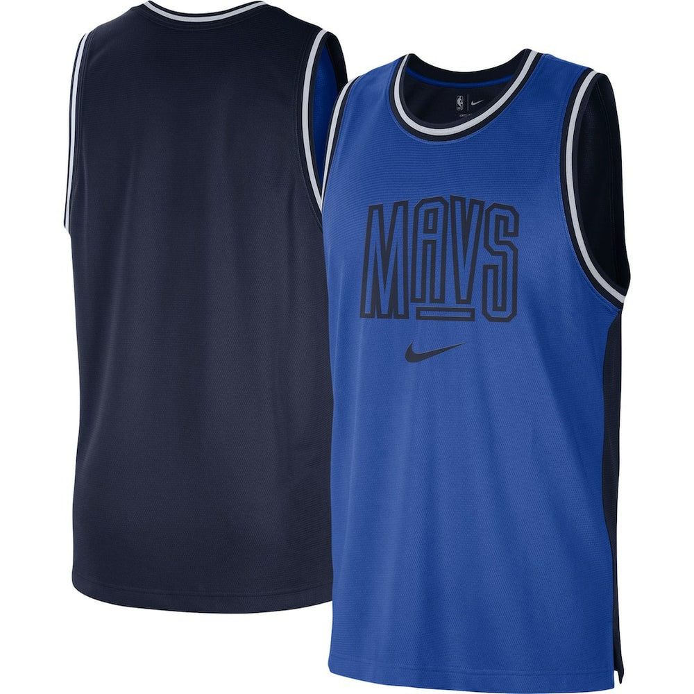 Dallas Mavericks Courtside Versus Force Split DNA Performance Mesh Tank Top Blue/Navy - Nike