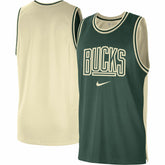 Milwaukee Bucks Courtside Versus Force Split DNA Performance Mesh Tank Top Hunter Green/Cream - Nike