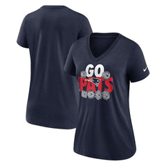 New England Patriots Women's Hometown Collection Tri-Blend V-Neck T-Shirt - Navy T-shirts