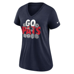 New England Patriots Women's Hometown Collection Tri-Blend V-Neck T-Shirt - Navy T-shirts