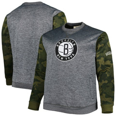 Brooklyn Nets Big & Tall Camo Stitched Sweatshirt Heather Charcoal - Fanatics