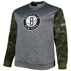 Brooklyn Nets Big & Tall Camo Stitched Sweatshirt Heather Charcoal - Fanatics