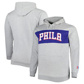 Philadelphia 76ers Big & Tall Wordmark Pullover Hoodie Heather Gray - Fanatics