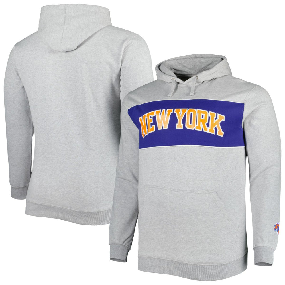 New York Knicks Big & Tall Wordmark Pullover Hoodie Heather Gray - Fanatics