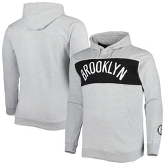 Brooklyn Nets Big & Tall Wordmark Pullover Hoodie Heather Gray - Fanatics
