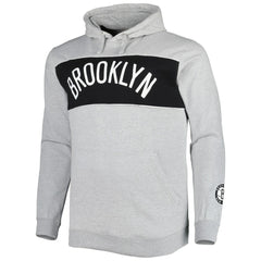 Brooklyn Nets Big & Tall Wordmark Pullover Hoodie Heather Gray - Fanatics