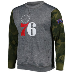 Philadelphia 76ers Camo Stitched Sweatshirt Heather Charcoal - Fanatics