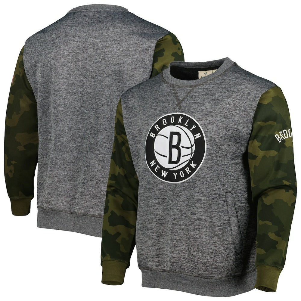 Brooklyn Nets Camo Stitched Sweatshirt Heather Charcoal - Fanatics