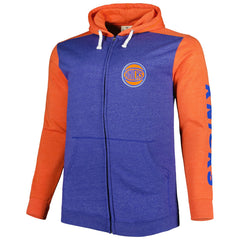 New York Knicks Big & Tall Down and Distance Full-Zip Hoodie Heathered Blue/Heathered Orange - Fanatics