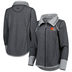 Cleveland Browns Women's Sport Sun Fade Full-Zip Sweatshirt - Heathered Black Sweatshirts
