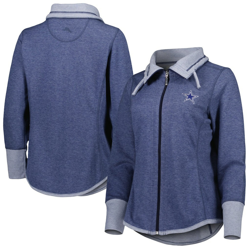 Dallas Cowboys Women's Sport Sun Fade Full-Zip Sweatshirt - Heathered Navy Sweatshirts