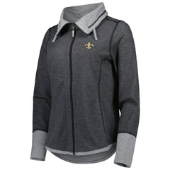 New Orleans Saints Women's Sport Sun Fade Full-Zip Sweatshirt - Heathered Black Sweatshirts