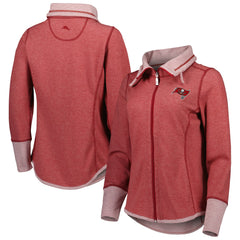 Tampa Bay Buccaneers Women's Sport Sun Fade Full-Zip Sweatshirt - Heathered Red Sweatshirts