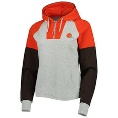 Cleveland Browns Antigua Women's Lightweight Jackpot Raglan Half-Zip Pullover Hoodie - Heather Gray Hoodies