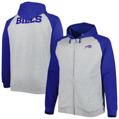 Buffalo Bills Big & Tall Fleece Raglan Full-Zip Hoodie Jacket - Heather Gray Hoodies