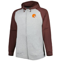 Cleveland Browns Big & Tall Fleece Raglan Full-Zip Hoodie Jacket - Heather Gray Hoodies