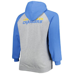 Los Angeles Chargers Big & Tall Fleece Raglan Full-Zip Hoodie Jacket - Heather Gray Hoodies