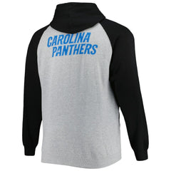Carolina Panthers Big & Tall Fleece Raglan Full-Zip Hoodie Jacket - Heather Gray Hoodies
